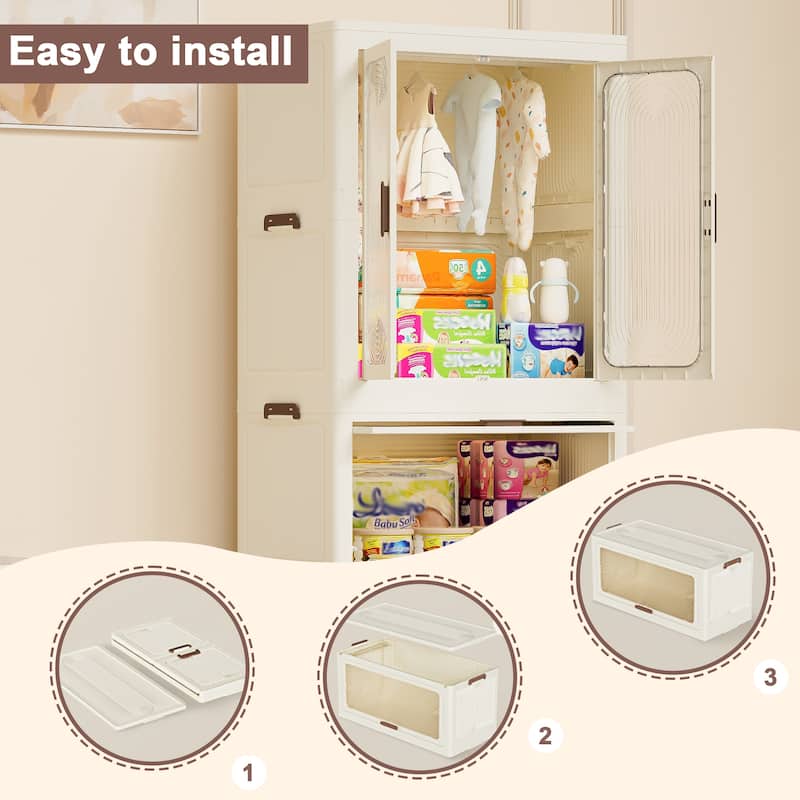Portable Wardrobe Closet Storage Organizer for Clothes