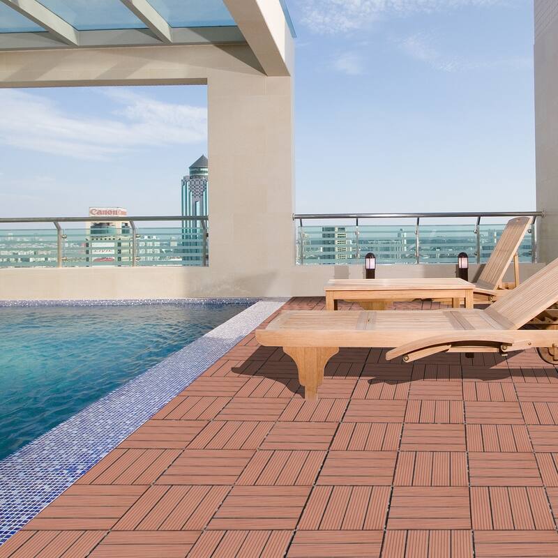 11.8" x 11.8" square wood-plastic composite deck tiles