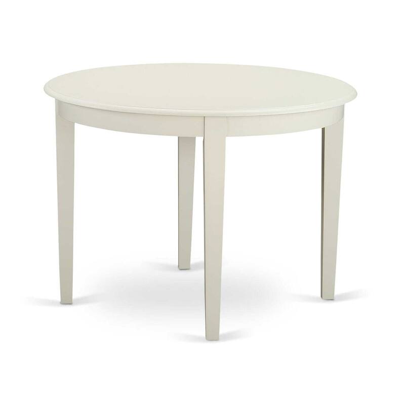 HomeStock 3-Piece Linen White Finish Round Solid Wood Top Dining Table Set