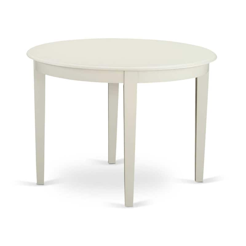HomeStock 5-Pc Round Linen White Solid Wood Top-Dining Room Set-Seats 4