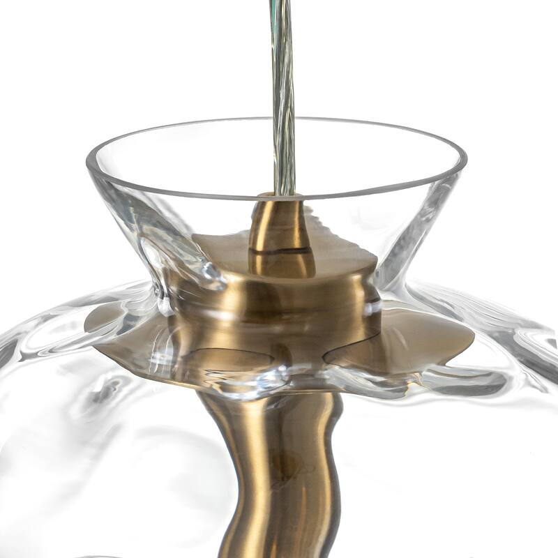 Modern Gold Semi-Circle Pendant Light with Clear Glass Shade Fixture - Dia.10.63-in