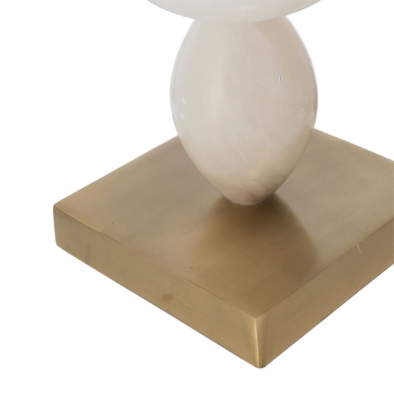 D14x26.3" White and Gold Three Tiered Round Table Lamp with Drum Shade