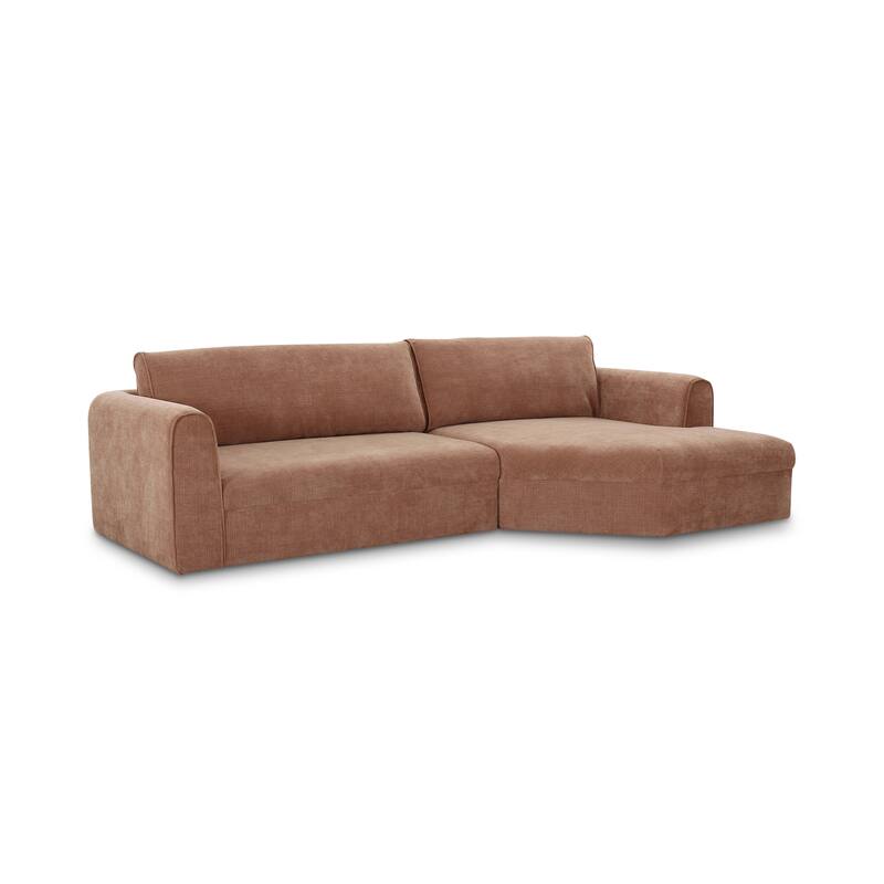 NADAAL STUDIOS Talorin Left-Facing Sectional Sofa, Wide Chaise Seating, Seats 4, Heritage Pink Chenille Fabric