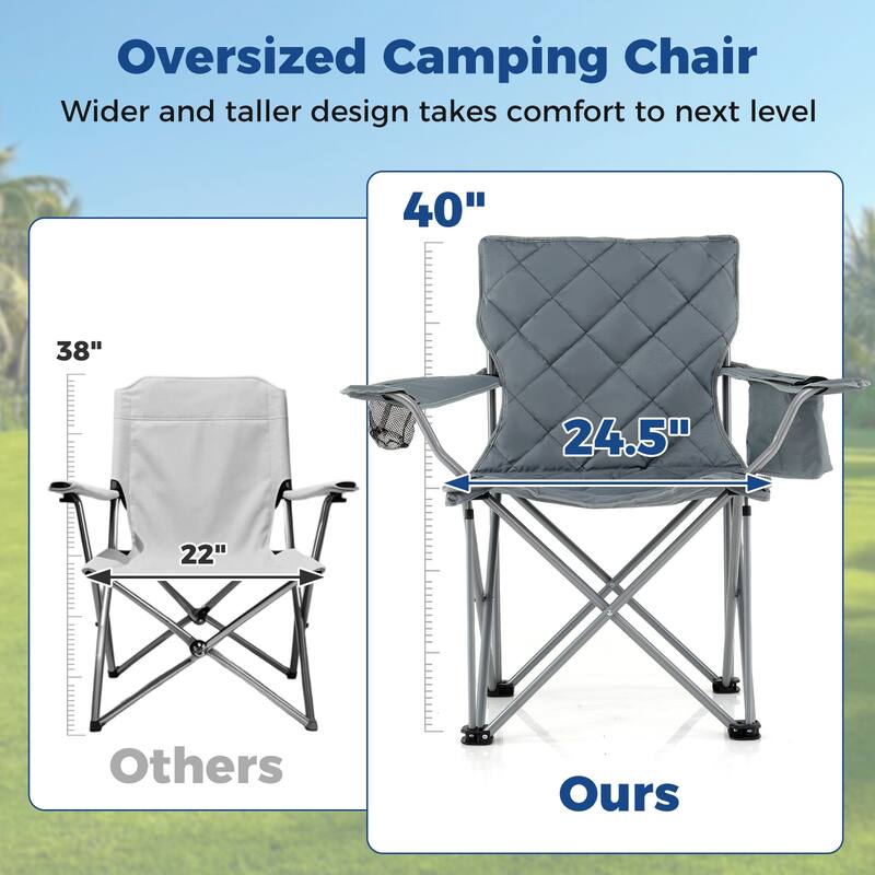 Gymax Oversized Camping Chairs Heavy Duty Outdoor Folding Chair