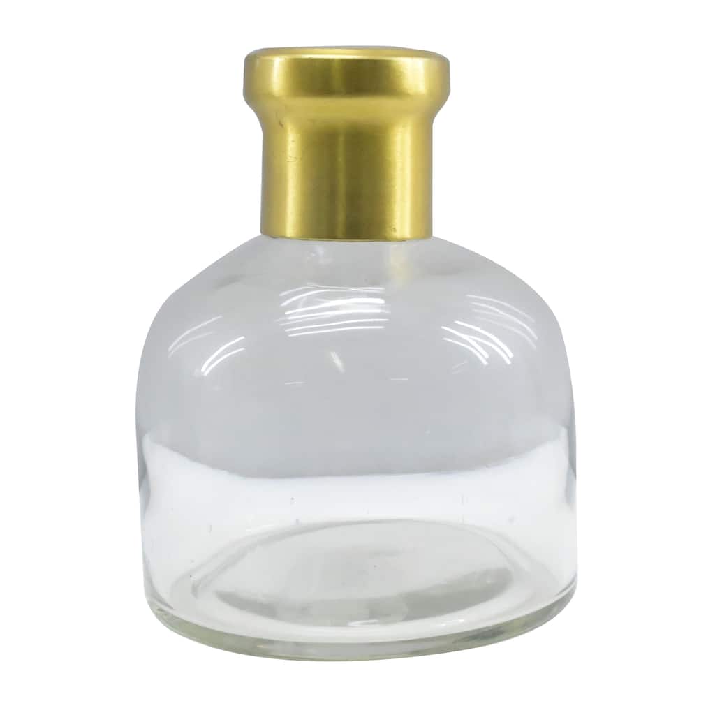 Transpac Glass 6.25 in. Gold Everyday Rounded Vase