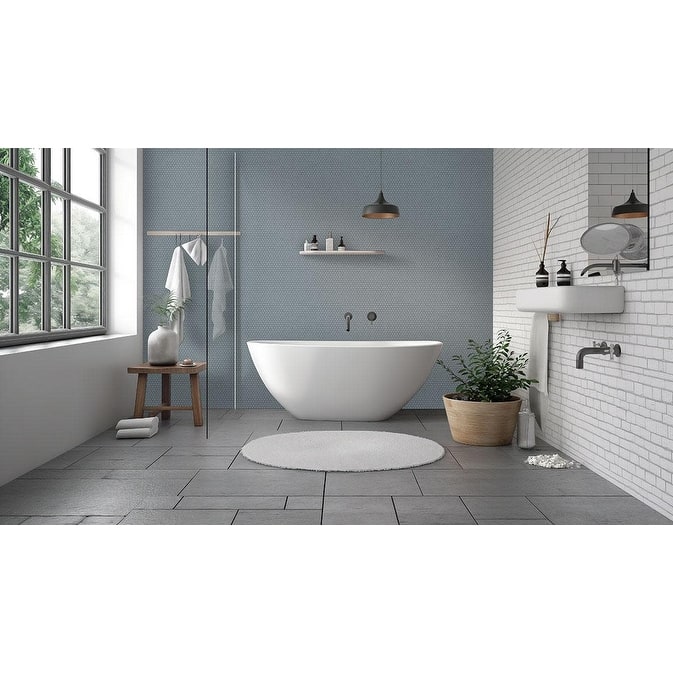Ackland AKM-P-12X11PRG-CA 11" x 12" Porcelain Penny Floor and Wall - Blue Maris