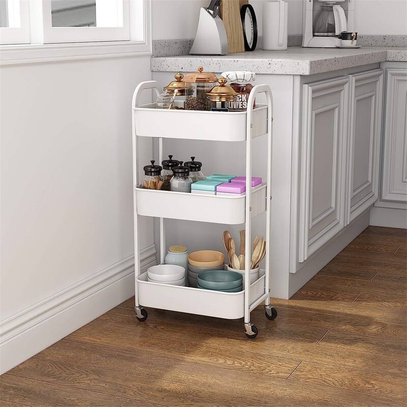 3-Tier Rolling Utility Cart - 11.25"D x 16.4"W x 31"H