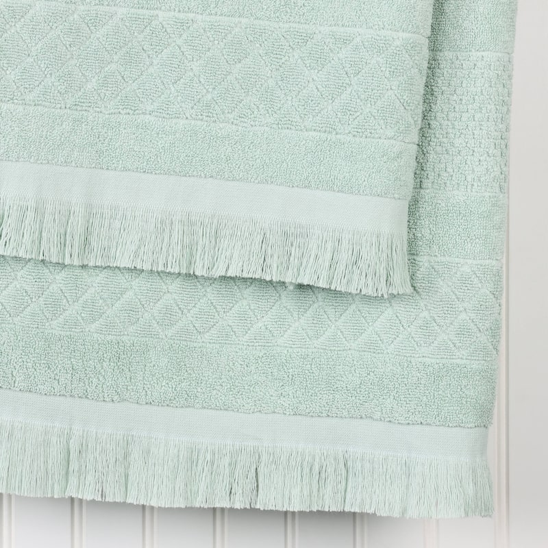 Superior Rolla Cotton Geometric Jacquard Plush Soft 3 Piece Towel Set
