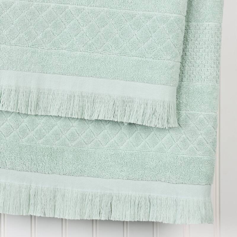 Superior Rolla Cotton Geometric Jacquard Plush Soft Bath Sheet Set of 2
