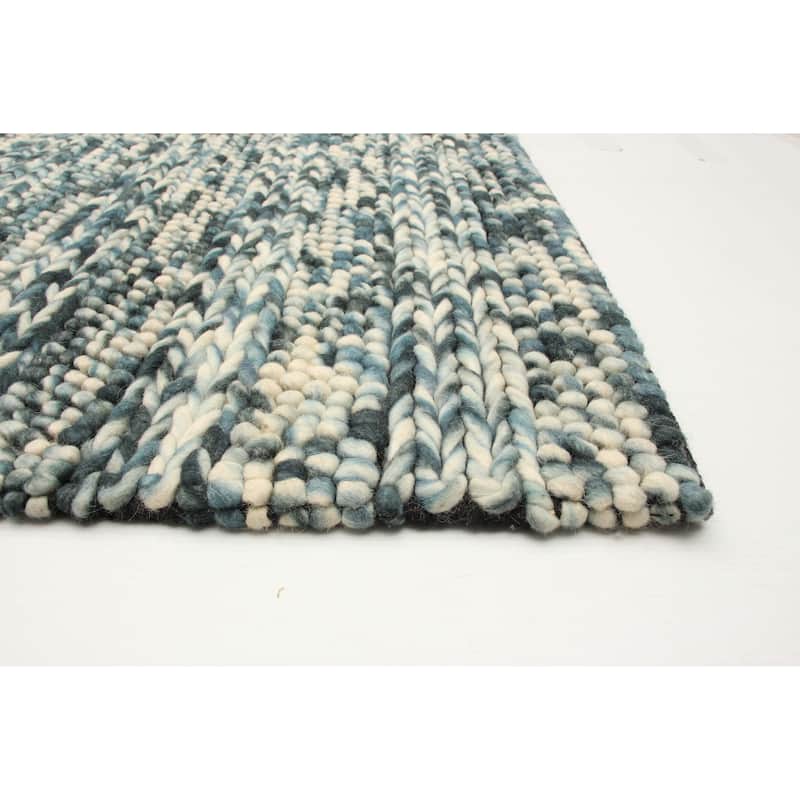 ECARPETGALLERY Braid weave Sienna Teal Wool Rug - 4'10 x 6'9