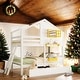 preview thumbnail 16 of 27, Playhouse-inspired Style Twin over Twin Bunk Bed with 2 Drawers, 1 Storage Box, 1 Shelf, Window, and Roof White
