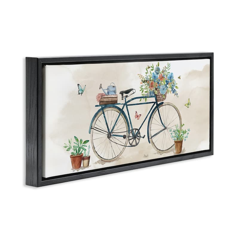 Stupell Garden Bicycle & Florals Framed Floater Canvas Wall Art Design By Nan