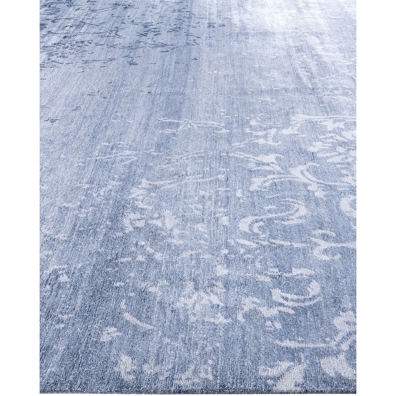 Modern One-of-a-Kind Hand-Knotted Area Rug - Gray, 9' 2" x 12' 2" - 9' 2" x 12' 2"