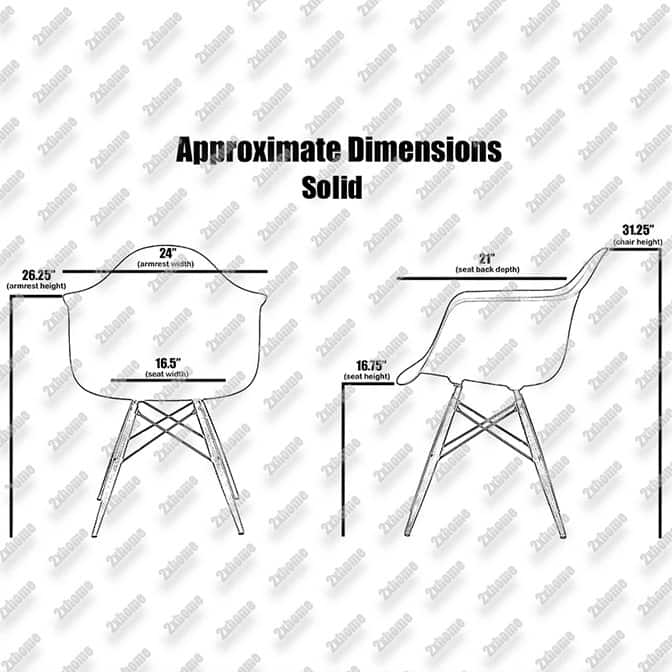 Set of 2 Plastic Accent Modern Designer Dining Chair With Arms Molded Shell Desk Natural Wooden Legs Kitchen Patio