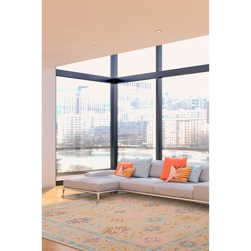 ECARPETGALLERY Hand-knotted Modern Oushak Light Khaki Wool Rug - 8'0 x 9'9