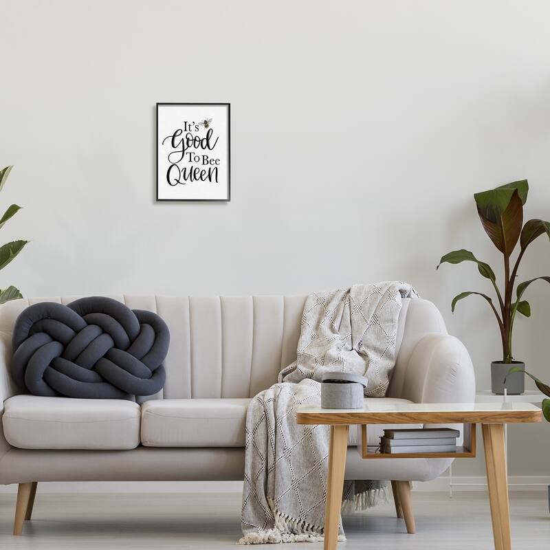 Stupell Good To Bee Queen Bumble Insect Phrase Framed Wall Art, Design by Lisa Larson - Off-White
