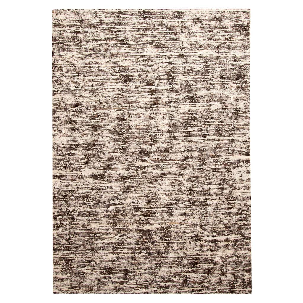 ECARPETGALLERY Braid weave Sienna Dark Brown Wool Rug - 6'2 x 9'2