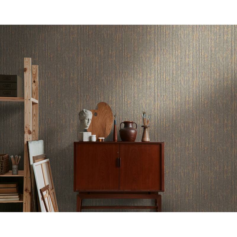 Galerie Wallcoverings Woods and Wicker Collection Tree Bark Effect Metallic Finish Vinyl on Non-woven Wallpaper Roll