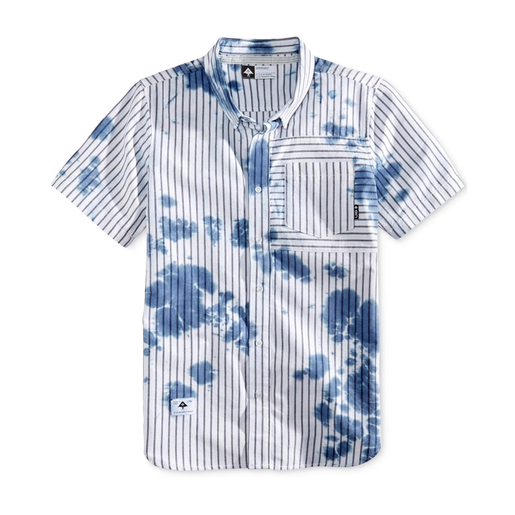 Shop Lrg Mens Rip Tide Stripe Oil Stain Button Up Shirt Blue