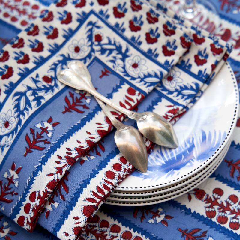 Couleur Nature Provence Avignon Napkins - Set of 6 - Red/Blue