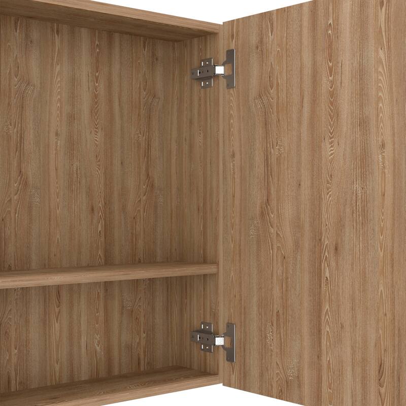 Prague 23.6" W x 23.6" H Mirror Medicine Cabinet, Single Door with 4 Interior Shelves for Bathroom Storage