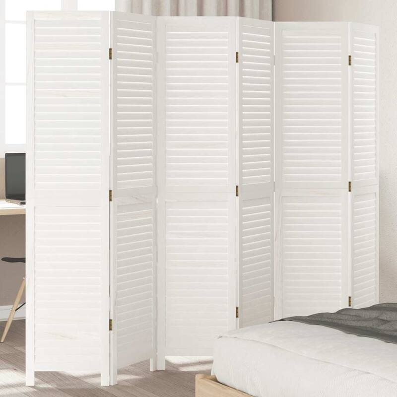vidaXL Room Divider Privacy Screen Living Room White Solid Wood Paulownia