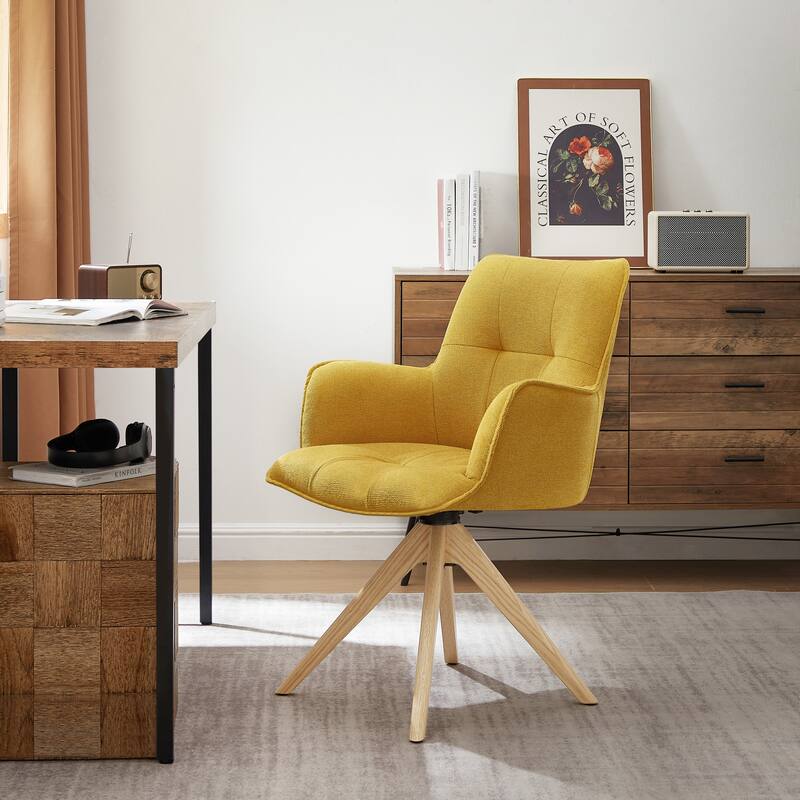Art Leon Swivel Wood Accent Arm Chair
