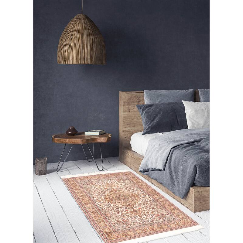 ECARPETGALLERY Hand-knotted Hereke Cream Wool Rug - 3'10 x 6'0