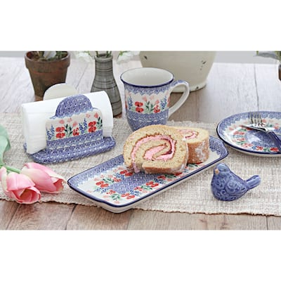 Blue Rose Polish Pottery 487 Ceramika Artystyczna Napkin Holder