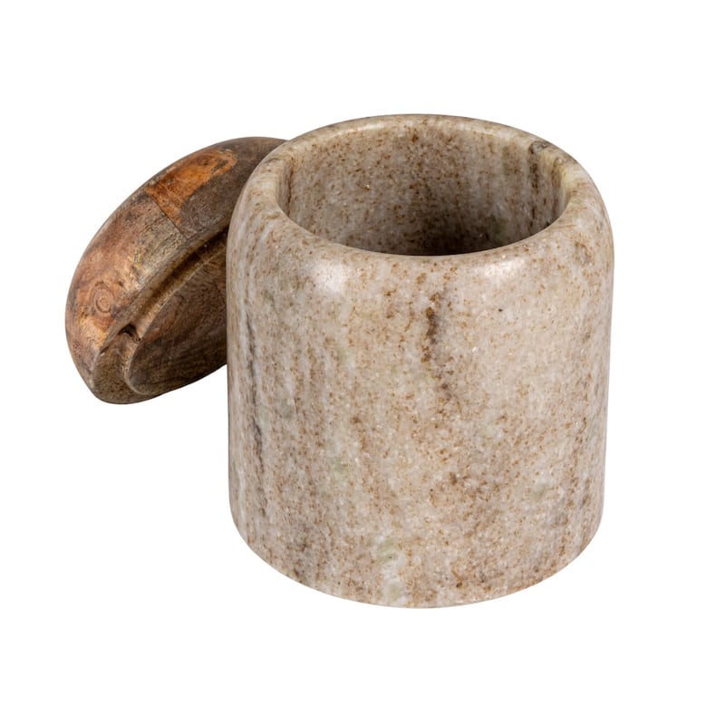 Marble and Mango Wood Pinch Pot with Lid