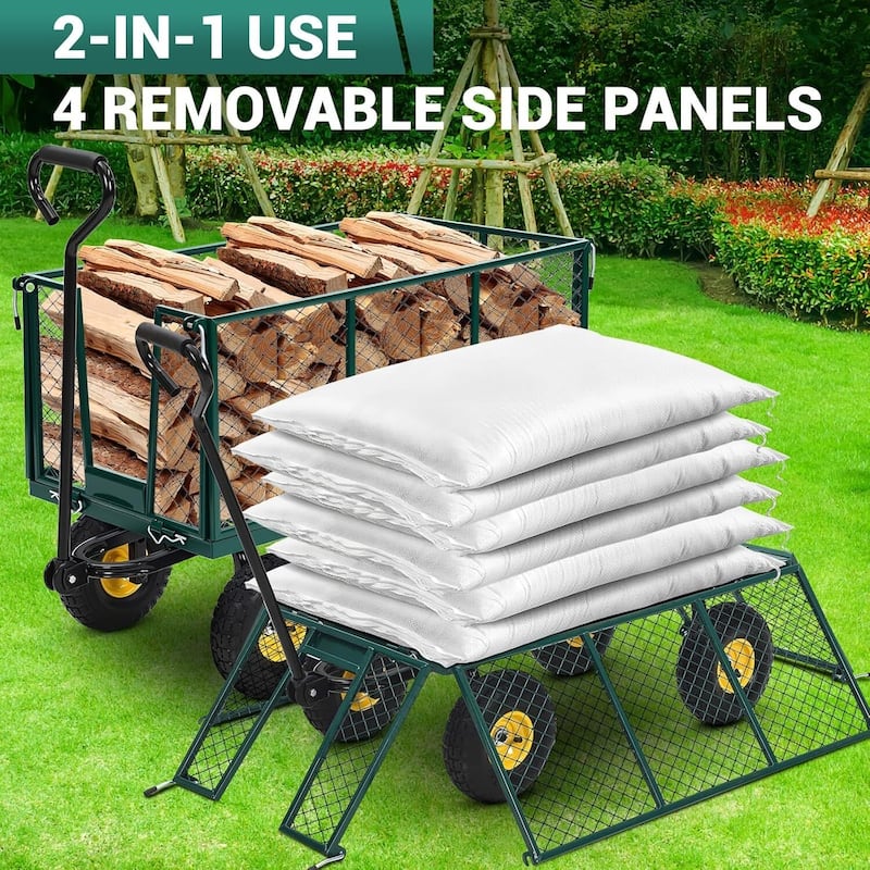 1100 Lbs Capacity Garden Wagon Carts on Wheels for Lawn Garden Yard