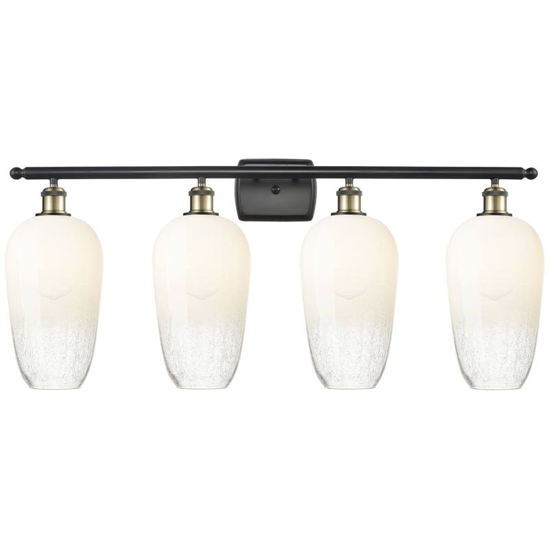 Innovations Lighting Endless Possibilities Ballston - Brookhaven Flute - 4 Light 37" Bath Vanity Light - Black Antique Brass/Opal