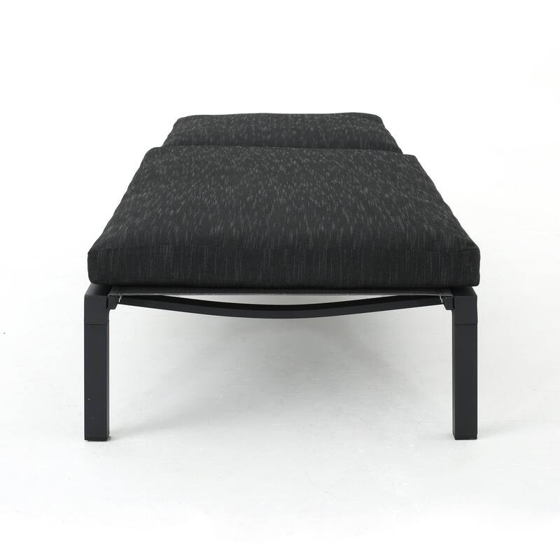 Outdoor aluminum frame chaise lounge with polyester cushions