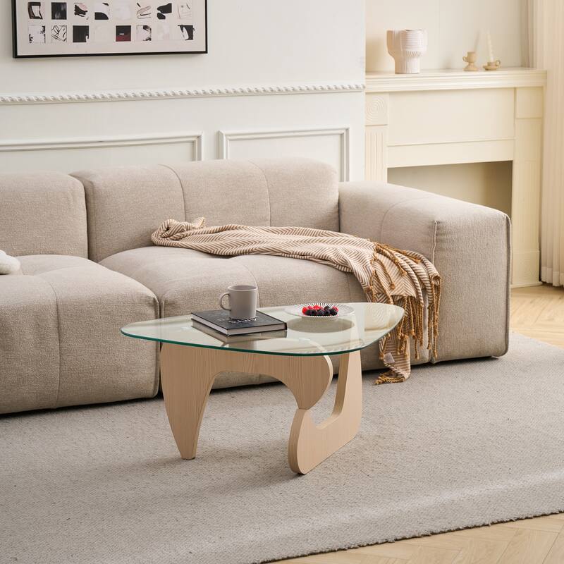 Farmhouse Glass Top Small Coffee Tables, Wood Center Table