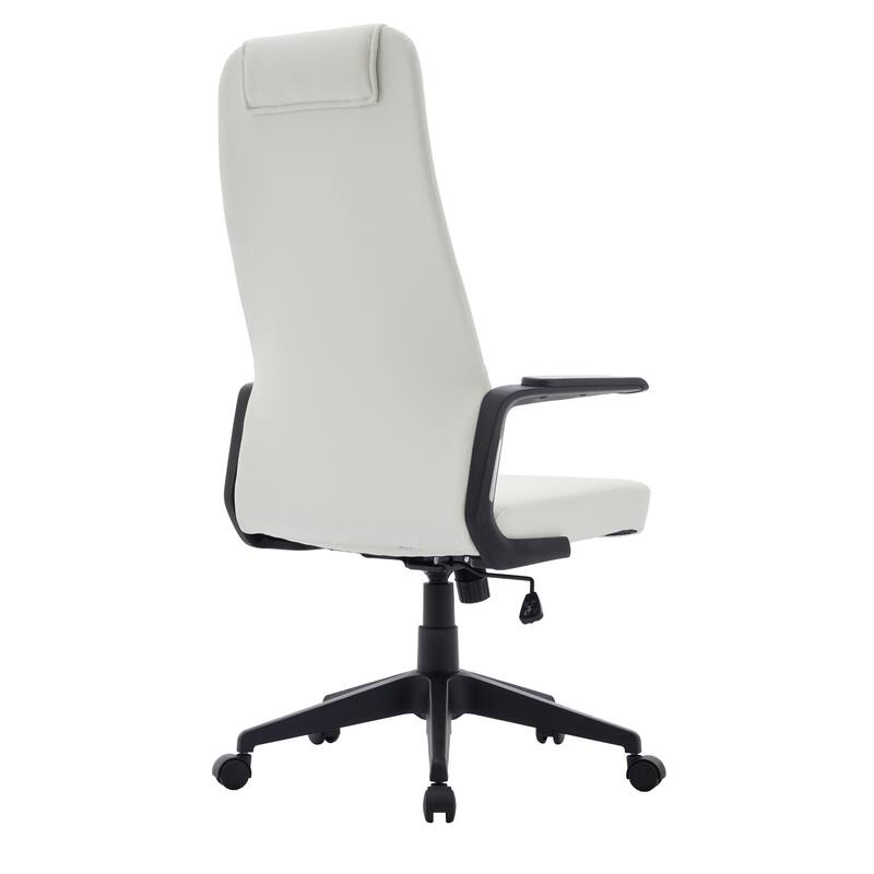 Nexa Ergonomic Leather/Polyester High-Back Office Chair with Padded Headrest, Adjustable Height, Swivel, and Smooth Casters