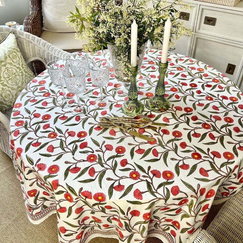 Red Flowering gums round tablecloth - 90"Round