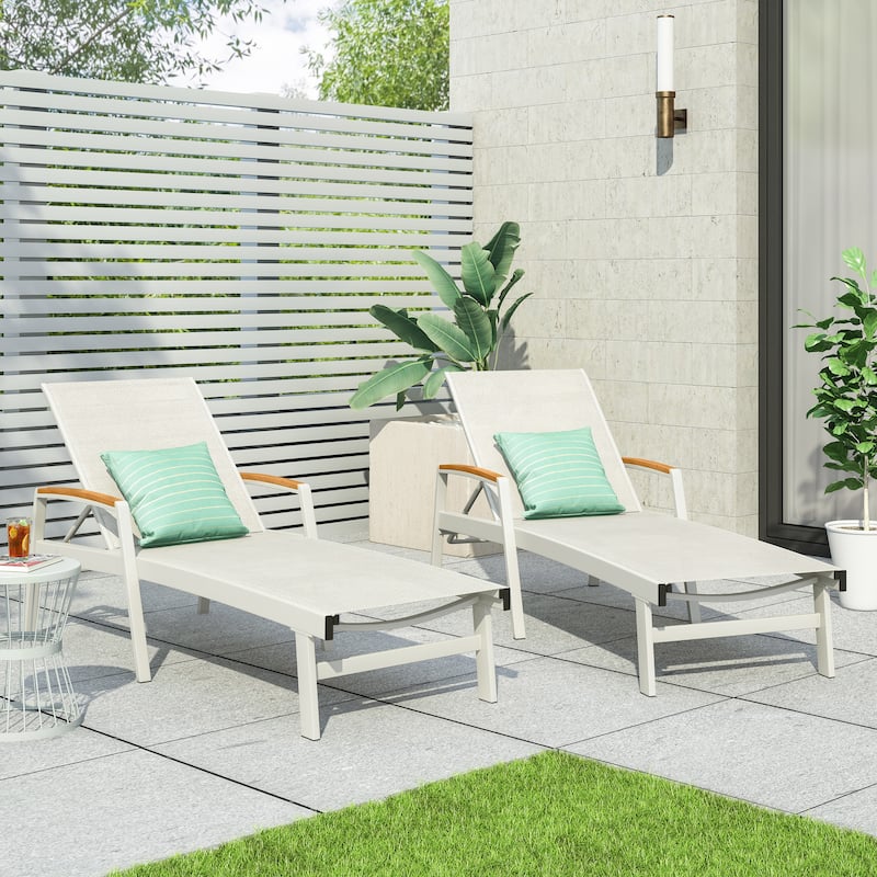 Oxton Outdoor Aluminum Chaise Lounge (Set of 2) by Christopher Knight Home