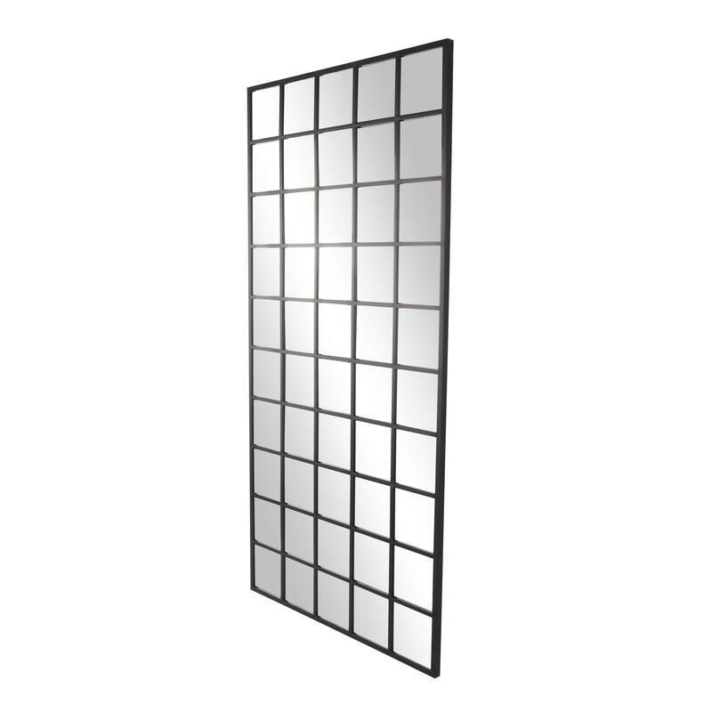 Metal Window Pane Inspired Room Floor Mirror - Black - Roche River Decor