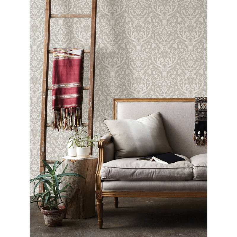 NuWallpaper Taupe Escape to the Forest Peel & Stick Wallpaper