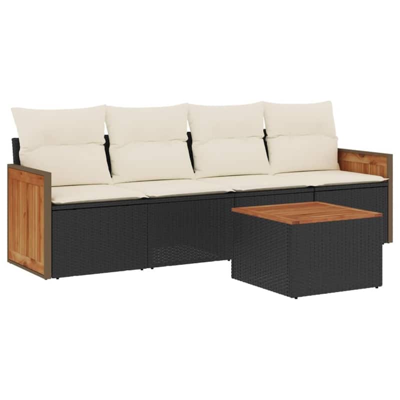 vidaXL Patio Sofa Set with Cushions Outdoor Conversation Furniture Poly Rattan