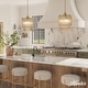 preview thumbnail 2 of 10, Hunter + Jasmine Roth Ontario Ribbed Glass Pendant Chandelier - Foyer, Dining Room, Kitchen Table or Island - Transitional, Glam
