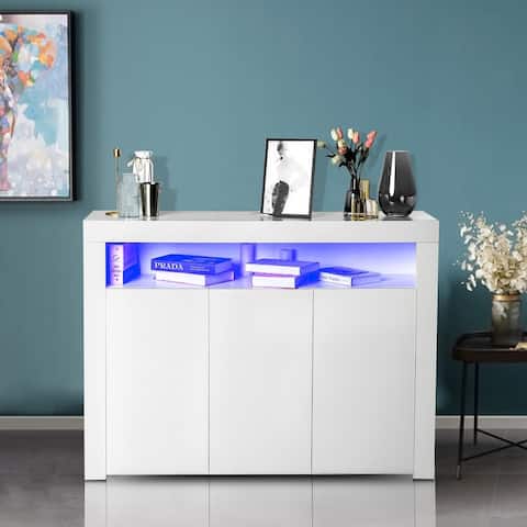 Modern Kitchen Sideboard, Bar Cabinet Storage with Led Light