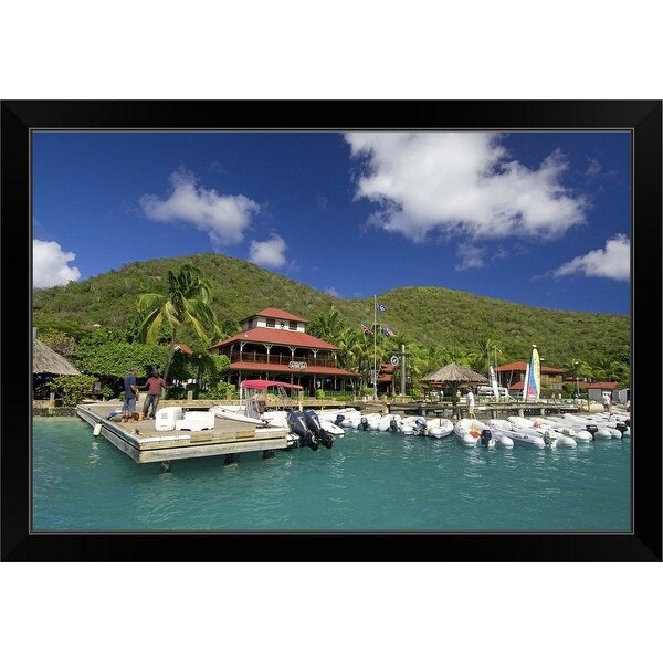 "Dinghy dock at The Bitter End Yacht Club, British Virgin Islands" Black Framed Print