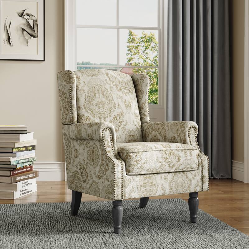 Wingback Accent Chair Nailhead Trim Living Room Reading Chair