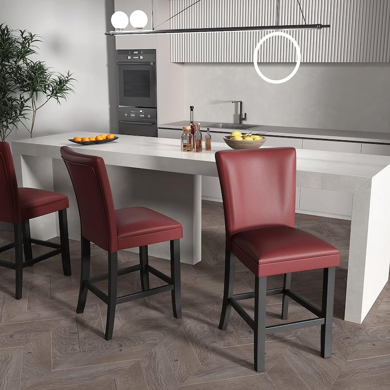 Bar Stools Faux Leather Upholstered Chairs Dining Chairs