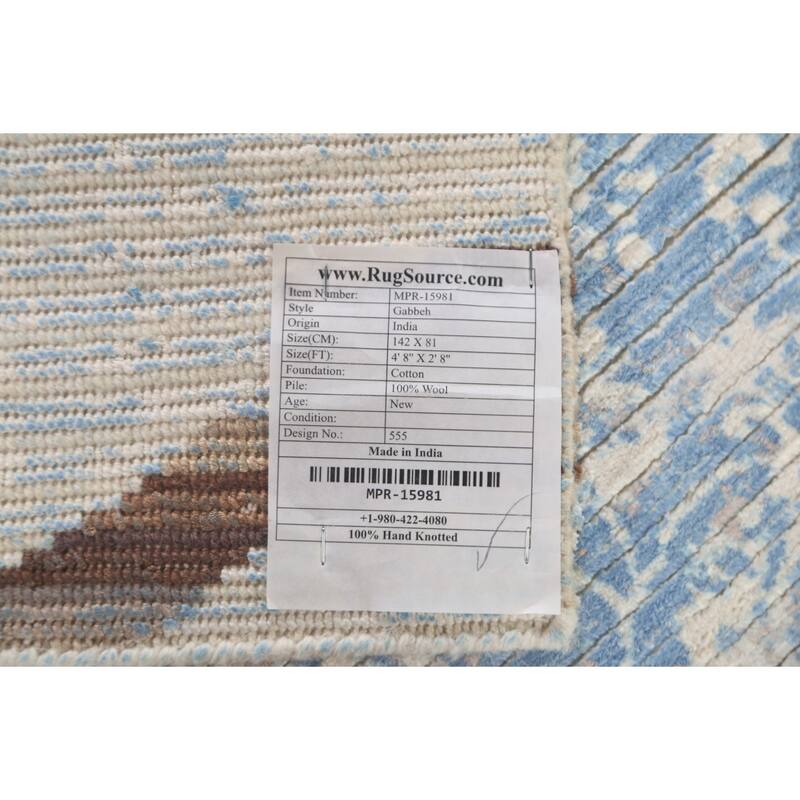 All-Over Striped Abstract Modern Accent Rug Handmade Wool Carpet - 2'8"x 4'8"