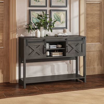 46" Console Table with Sliding Barn Door