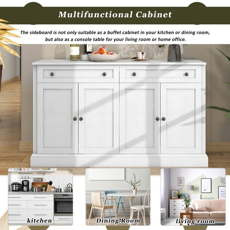 Modern Sideboard Buffet Cabinet with Ample Storage, 2 Drawers, 4 Doors, and Adjustable Shelves for Dining Room or Living Room