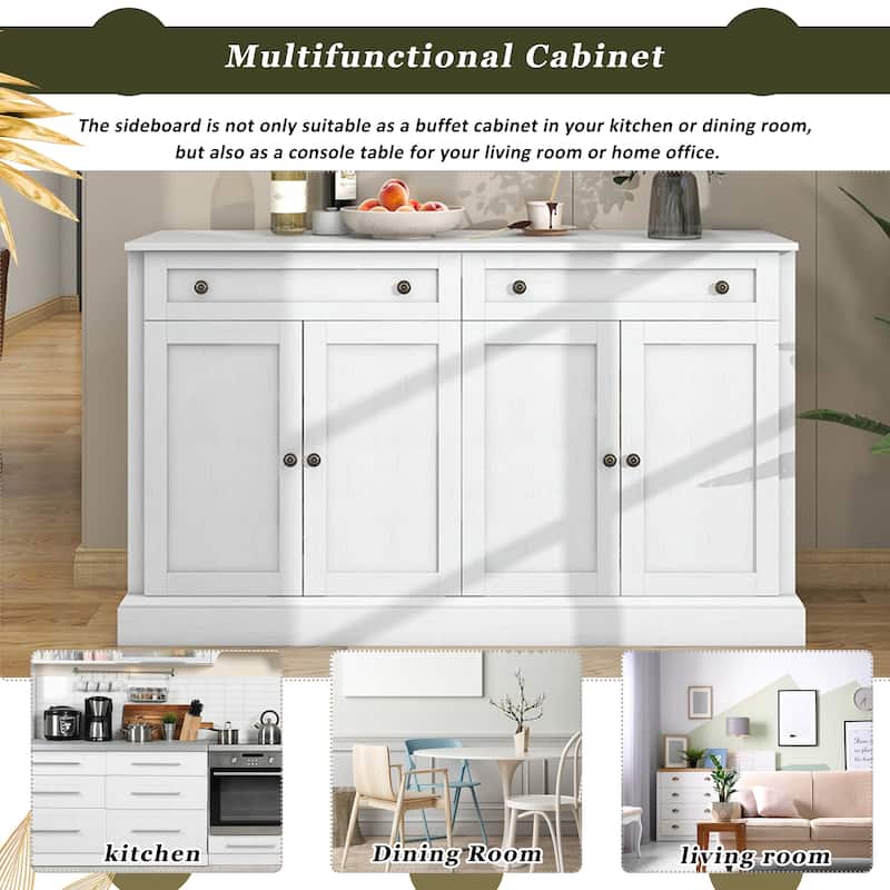Storage Cabinet White with Drawers and Adjustable Shelves - 58.3"W x 15.8"D x 33.9"H