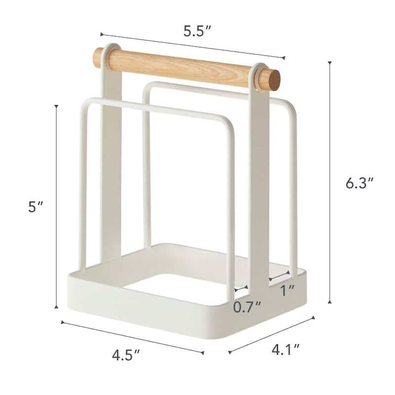 Yamazaki Home Cutting Board Stand, Steel and Wood - L 4.13 x W 5.51 x H 6.3 inches